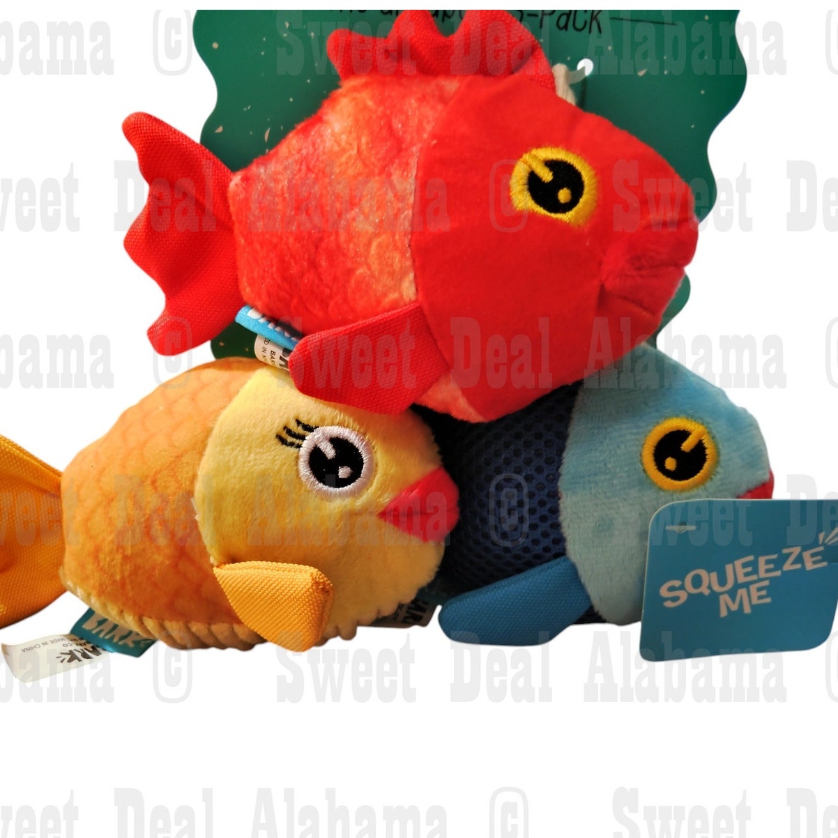 Bark Thrash It! Under The Seams Fish (Groupers) 3-Pack, Soft Toy for Small Dogs