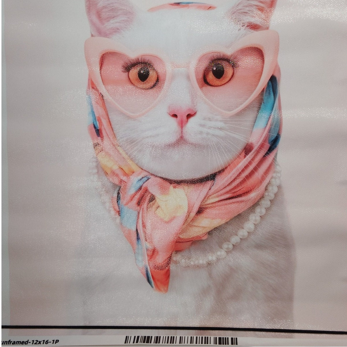 Karma Is a Cat Canvas Print 12x16" Unframed, White Cat in Sunglasses, Pink Aesthetic Music Wall Art