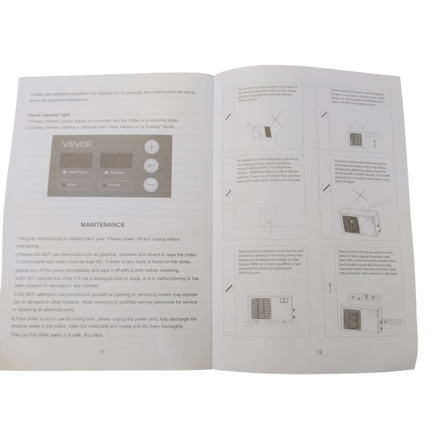 VEVOR Aquarium Chiller – 1.5 HP – 500 Gal – Titanium Evaporator – Gray