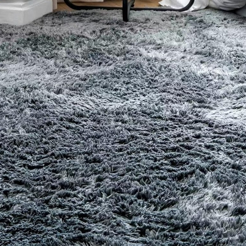 Aucuda 6'x9' Fluffy Drum Set Rug, Thick Mat for Electric Drums, Soft Gray Carpet