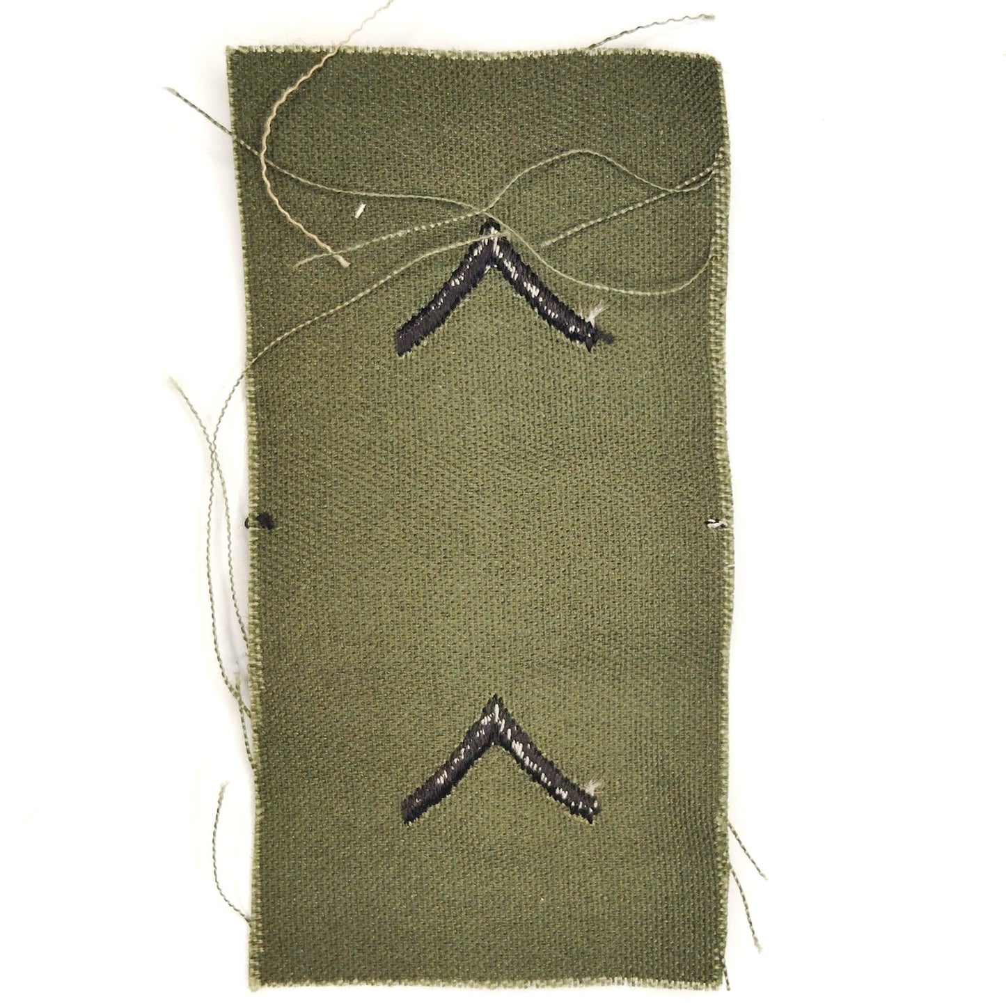 US Army Private PV2 E‑2 Rank Patch Vietnam Era ODG Black Sew‑On NOS 4" × 2"
