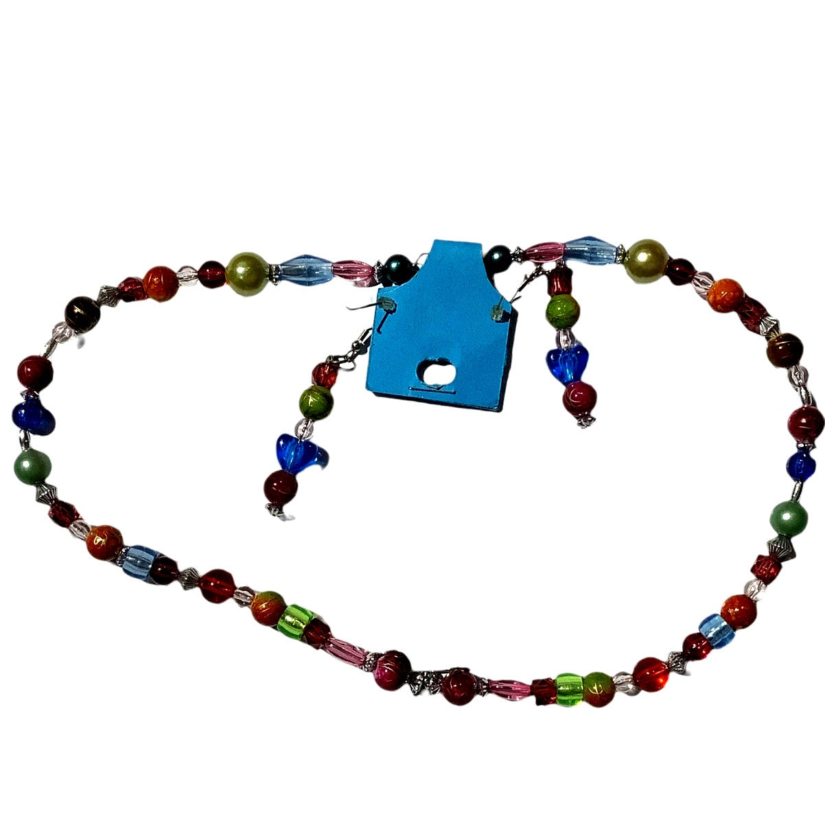 Necklace and Earrings, Hippie Retro Mix-Match Colorful embellishments, Pendant