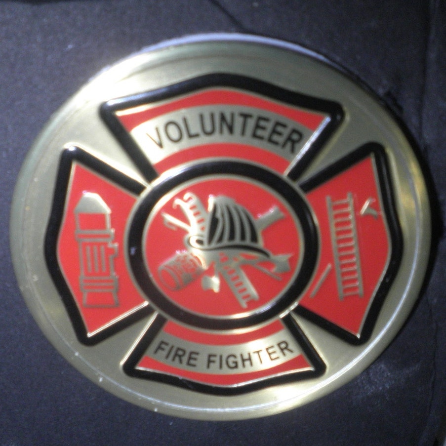 Metallic Volunteer Fire Department Recessed Emblem, 2" Display Emblem