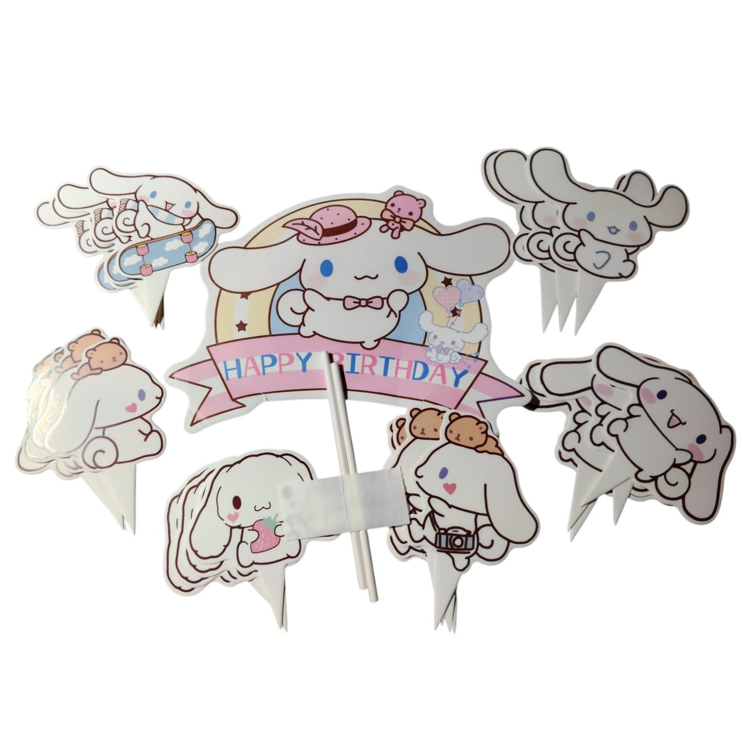 Cinnamoroll Cake & Cupcake Toppers – 25-Pk | Birthday Party Decor, Kawaii Theme