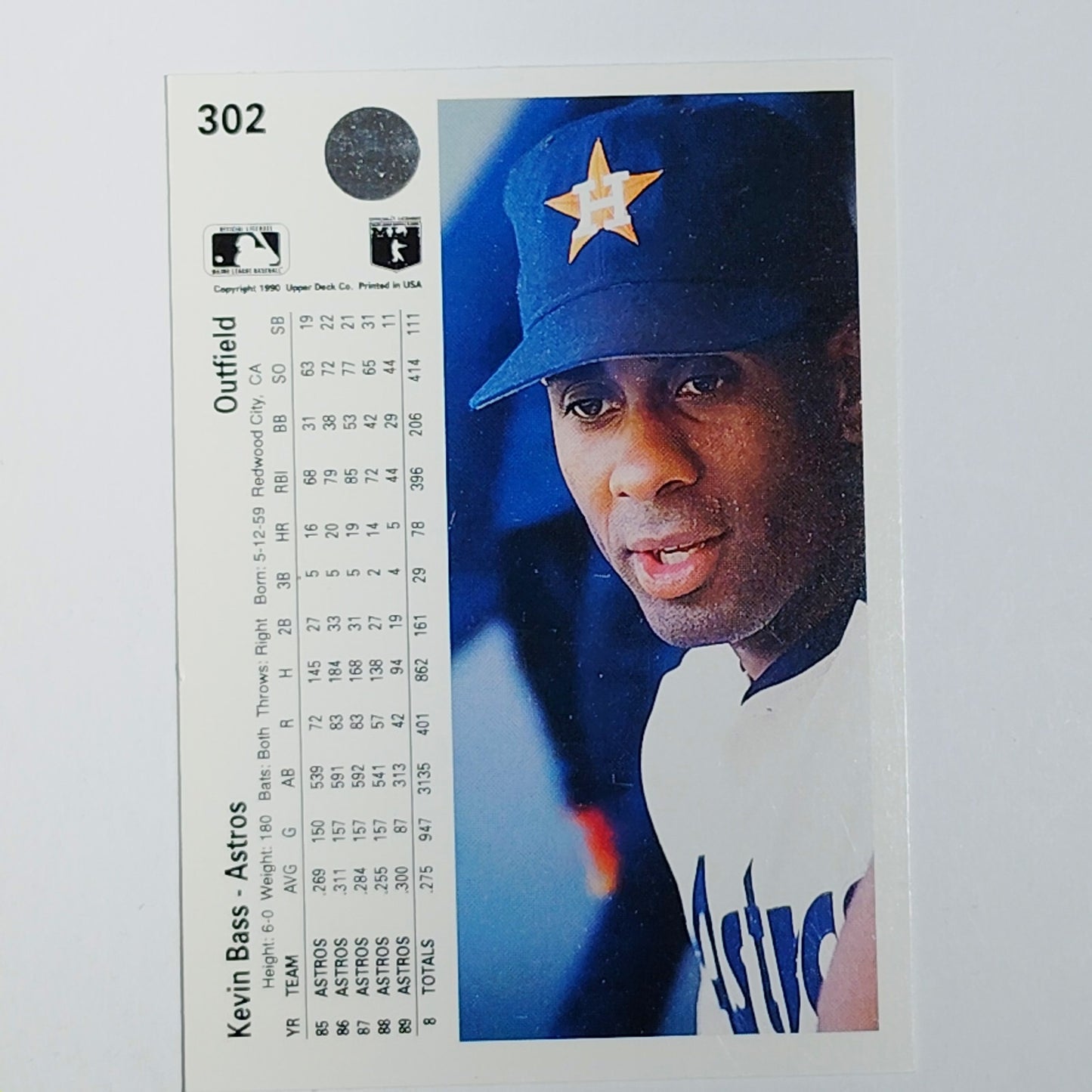 1990 Upper Deck Kevin Bass #302 Houston Astros Outfielder Sliding Action - VG/EX
