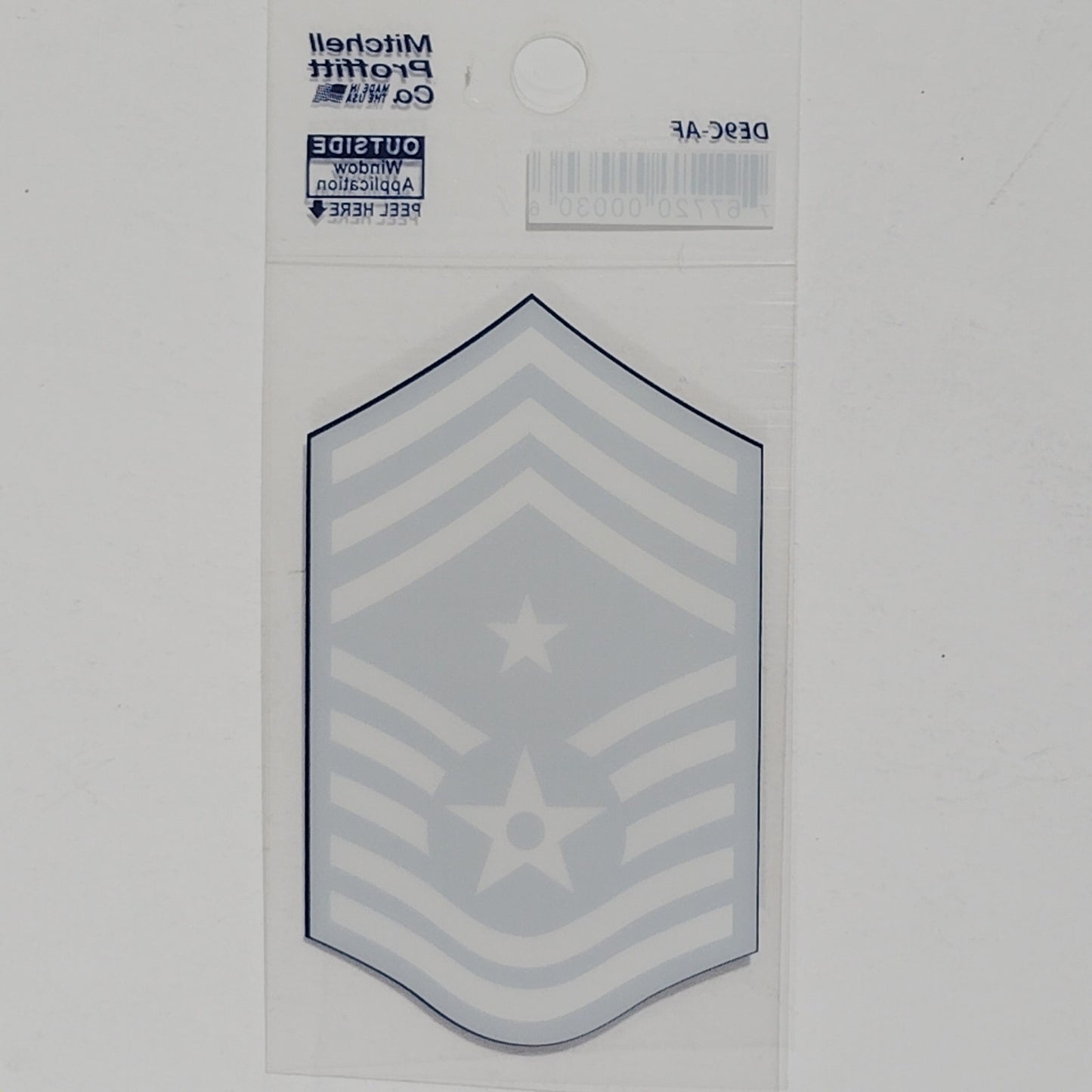 USAF Chief Master Sgt (E-9) Decal 2.25" x 3.5" Mylar Vinyl, Laurel Wreath & Star