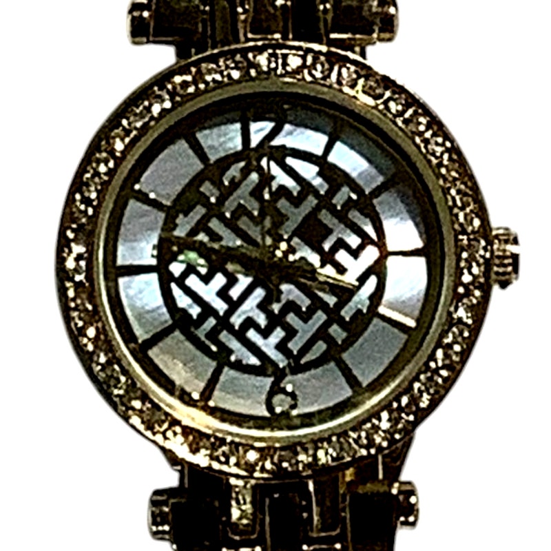 FMD Ladies Wristwatch, Gold Metal Band, Faux Diamond Accents, Non-Operable