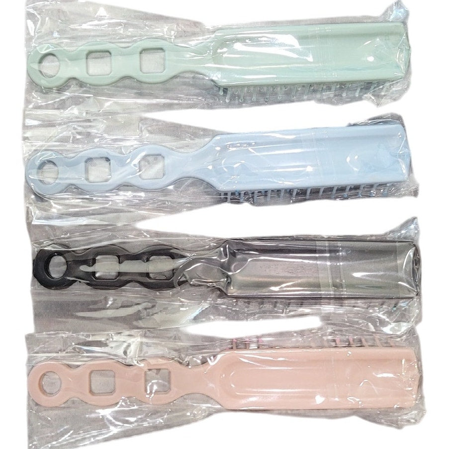 4-Pack Soft Nylon Bristles Hair Brushes – Vented Wavy Design, 4 Colors, 7.5"