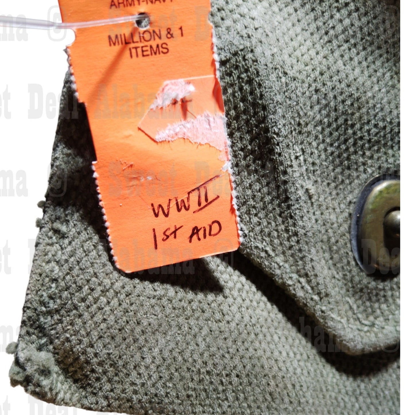 WWII Canvas First Aid Pouch for Compress, USGI Field Gear w/ Clip 5-1/2 x 3-3/8"