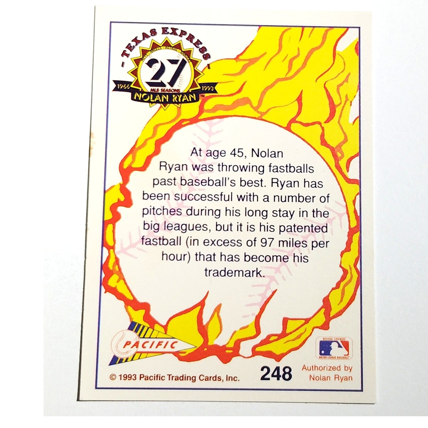 1993 Pacific Texas Express Nolan Ryan 248 Texas Rangers Pitcher Baseball Card NM