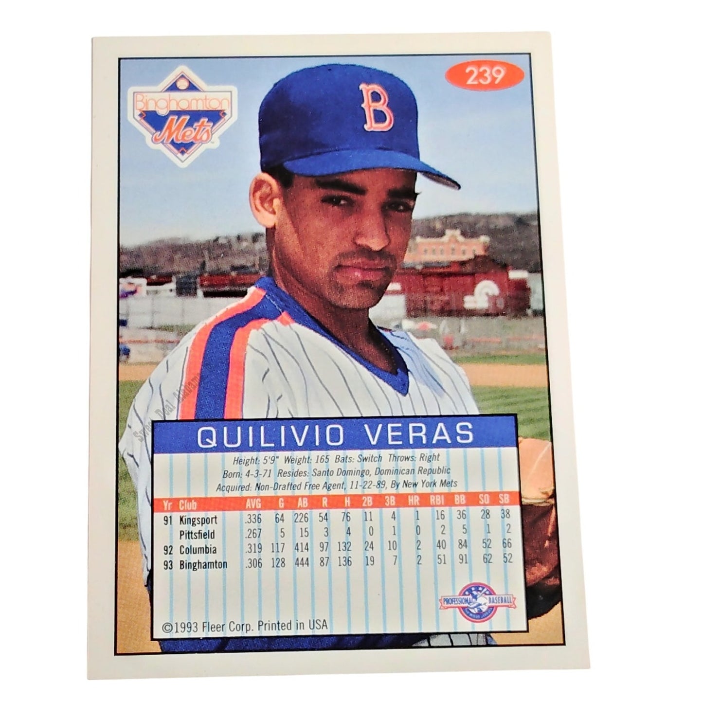 Quilivio Veras, Binghamton Mets, No. 239, 93-94 Fleer Excel Minor Leagues