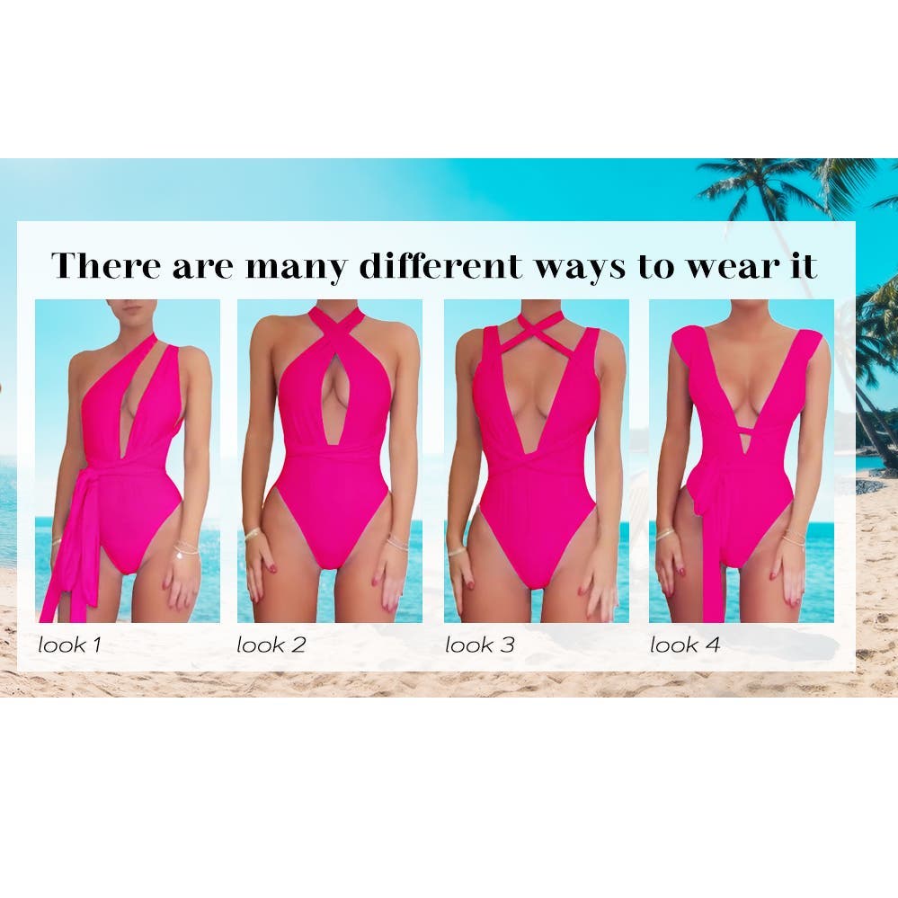 Swimsuit, Brazlian Cheek, Push-Up Tummy Control, 1-Piece, Open Back, Green, L