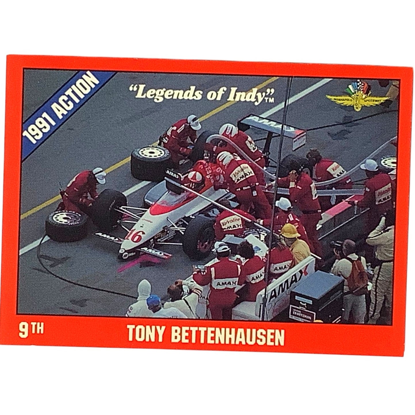 Tony Bettenhausen 9th Place Finish 1991 Action, 1992 Legends of Indy Card 10 NM+
