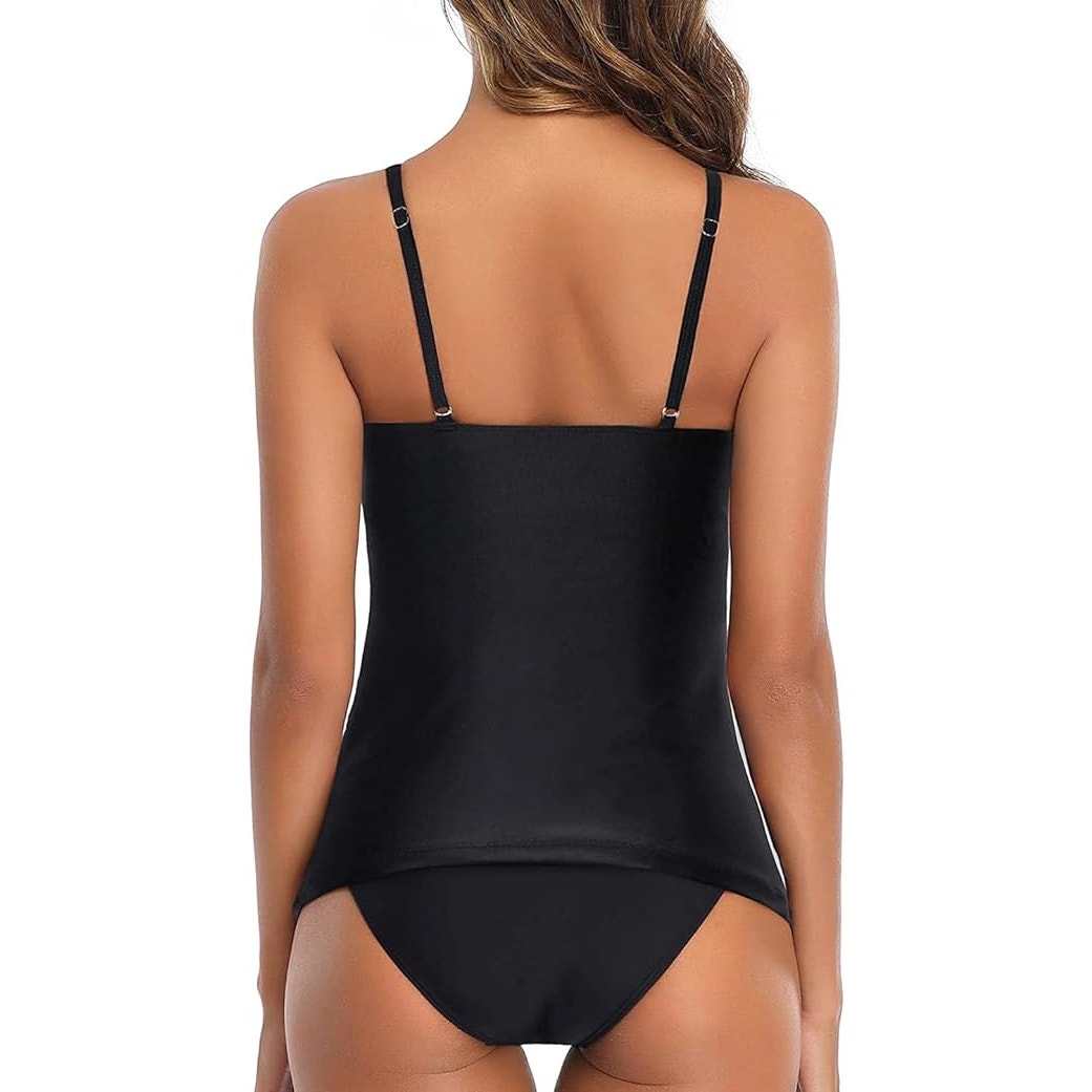 Tempt Me Two Piece High Neck Tankini Swimsuit Tummy Control Top, M (8-10)