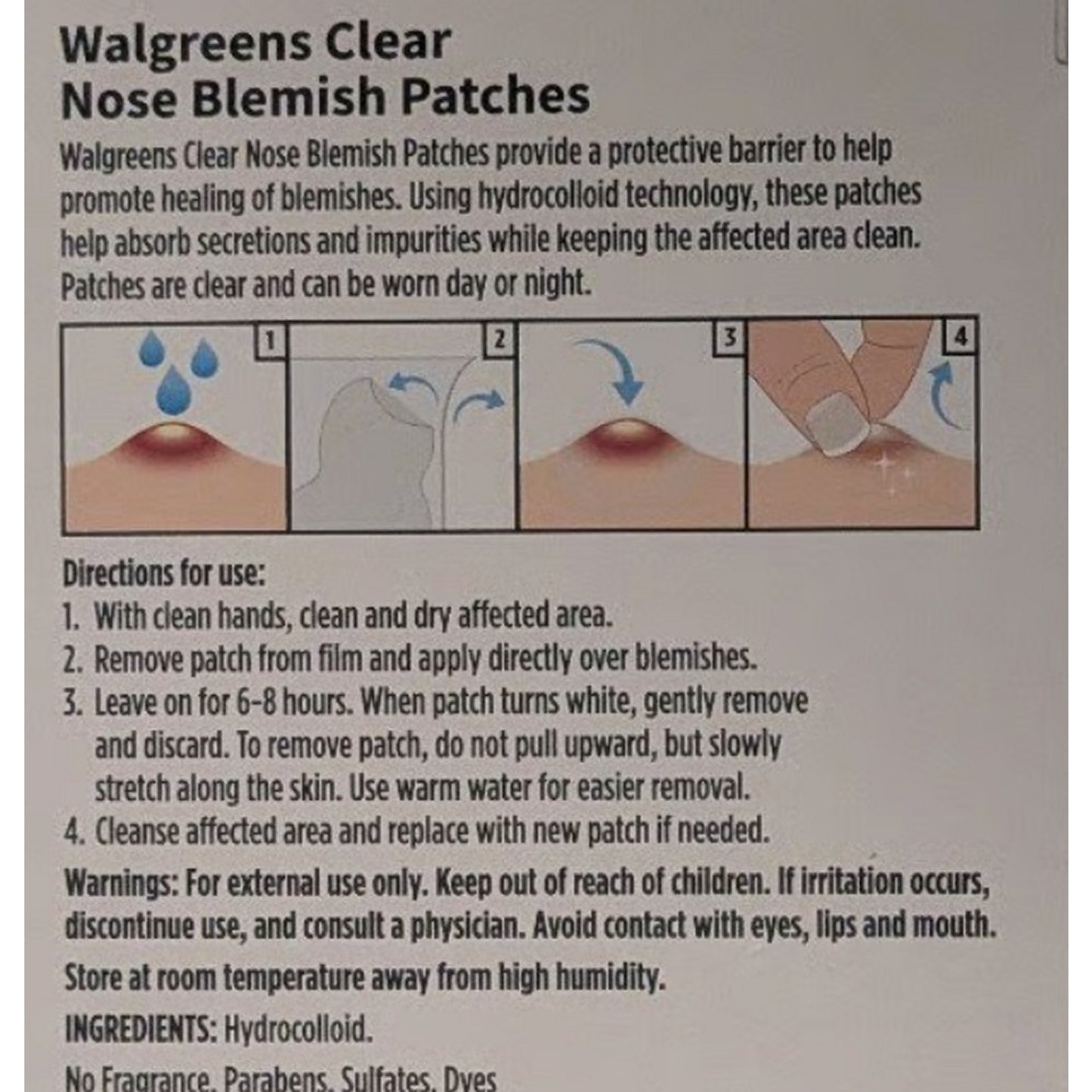Walgreens Clear Nose Blemish Patches – Hydrocolloid – 5 Ct – Drug‑Free Acne Care