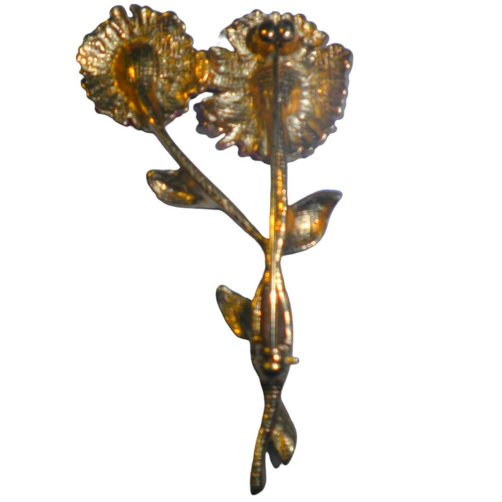 Vintage Floral Brooch Pin, 4 Sm Pearl Anthers on Each Flower, Peach Shade Flowers