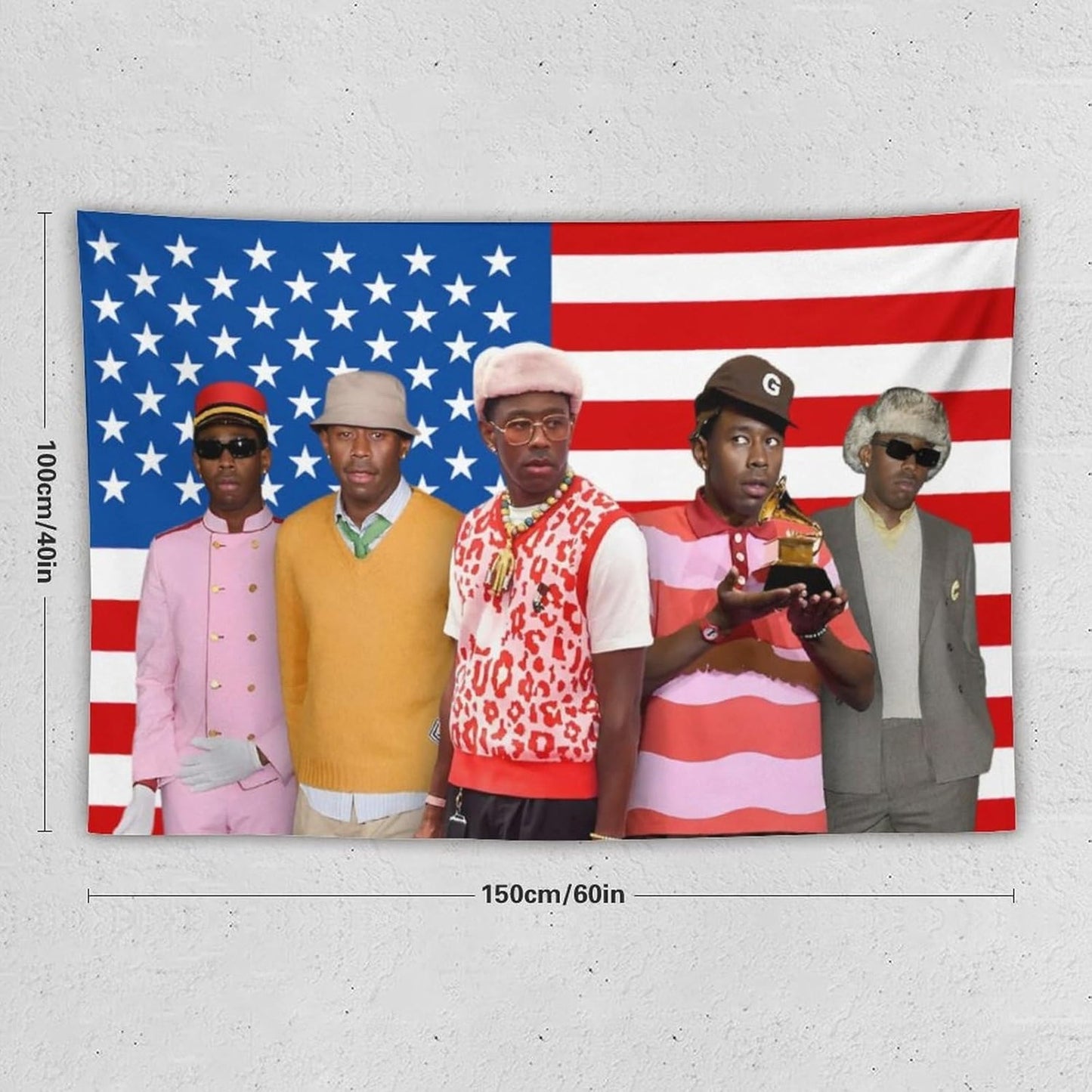 Tyler The Creator Rap Tapestry, 40"x60" U.S. Flag Grammy Scene Wall Hanging – Hip-Hop Music