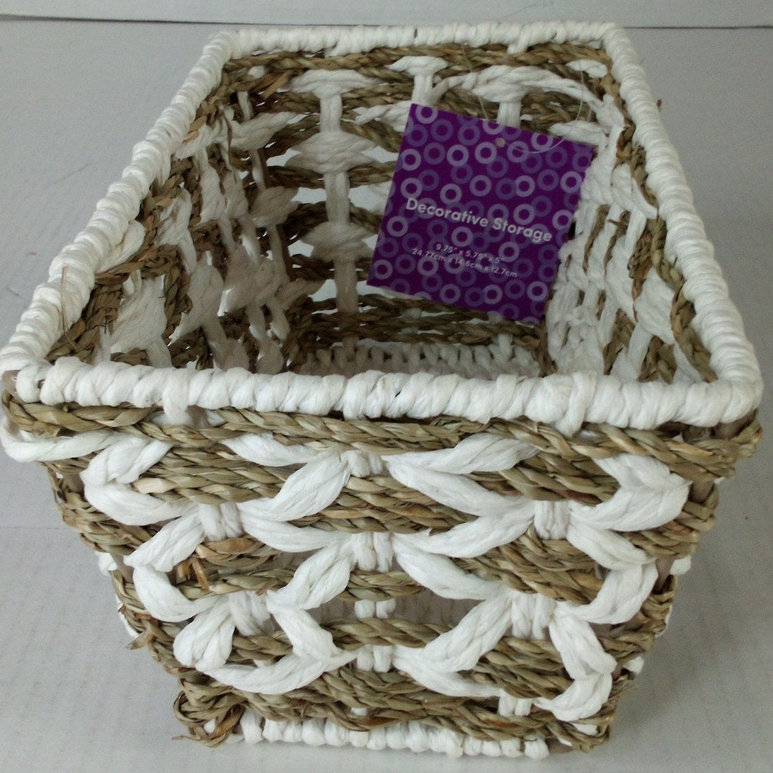 White/Natural Woven Storage Baskets – 3‑Pack Nestled Set – 10x6", 12x8", 14x10"