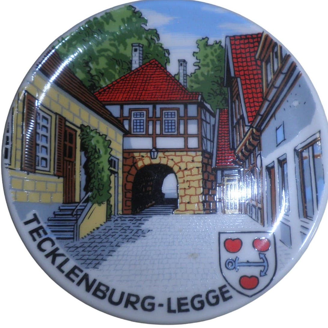Porcelain Collectors Coaster, 3-7/8"D, Tecklenburg, Germany, Legge Gatehouse