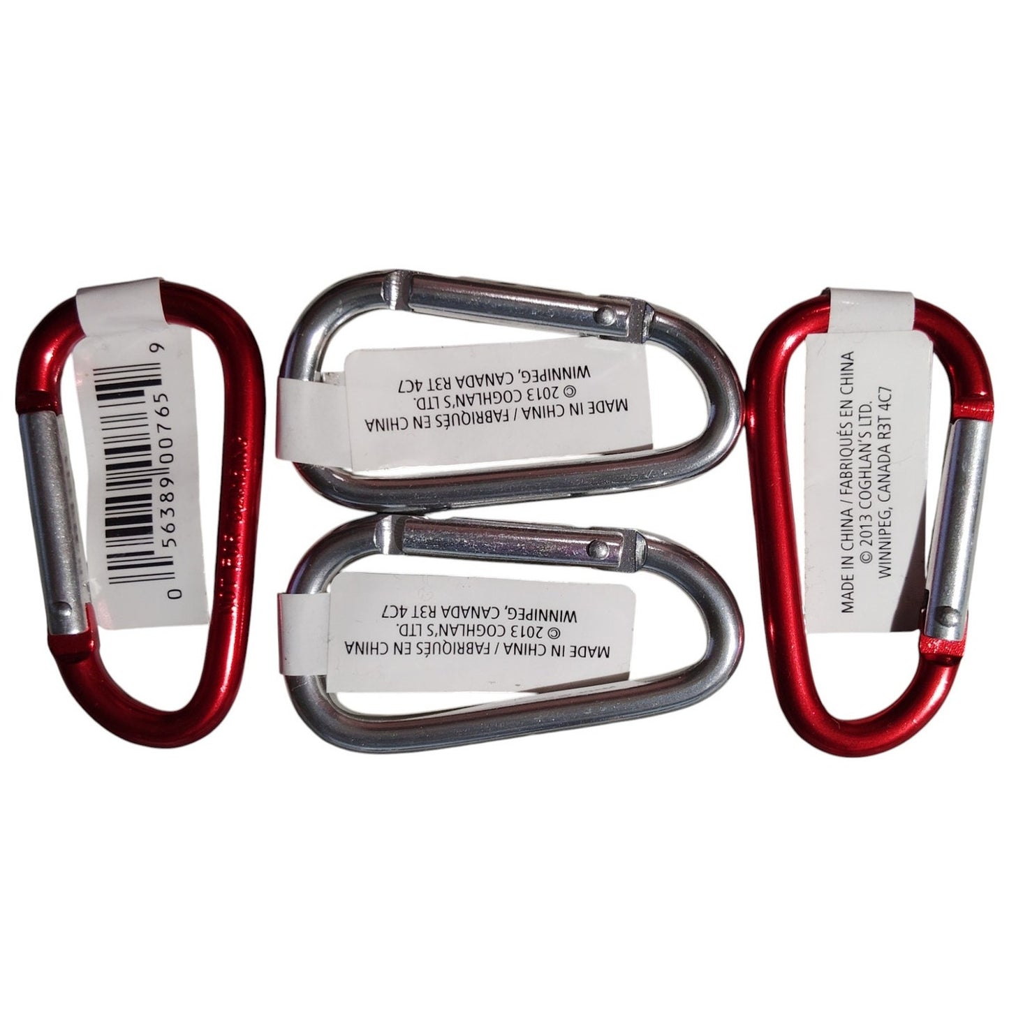 Coghlan’s 4-Pack 8mm Mini Carabiners 2 Red & 2 Silver Not for Climbing