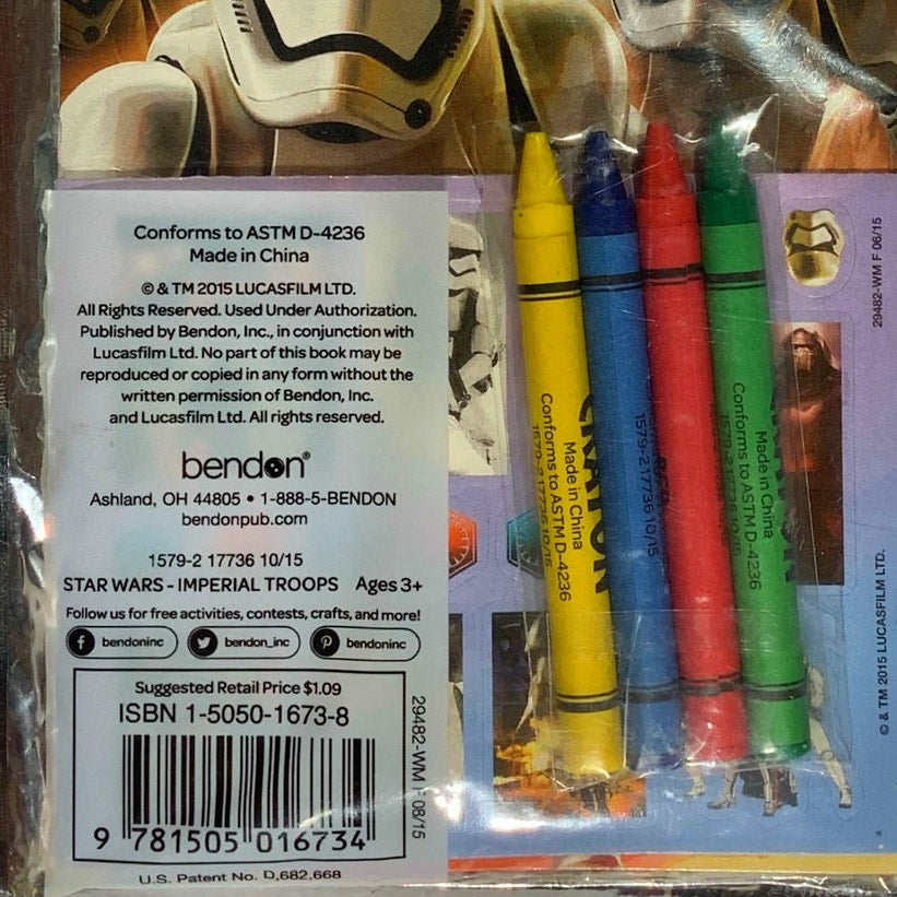 Star Wars 2015 StormTroopers Play Pack Grab & Go Stickers Crayons Coloring Book