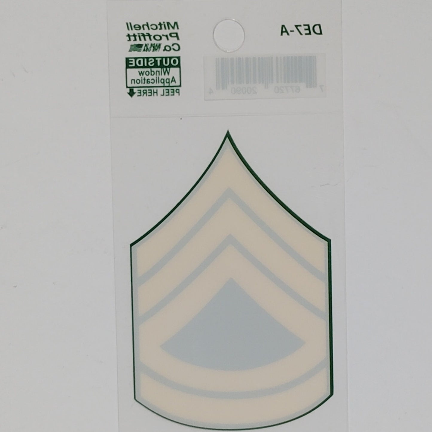 Army SFC-SP7 Sergeant E-7 Window Decal – 2" x 3" Adhesive Back, DE7-A