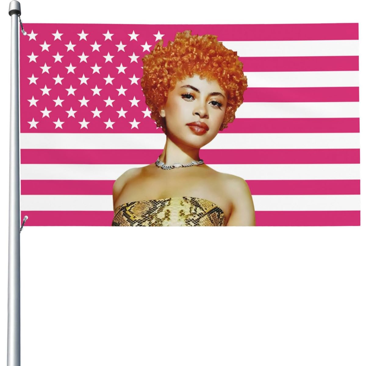 Ice Spice 3x5ft Pink American Tapestry Flag – 2 Brass Grommets, Outdoor or Room & Dorm Wall Tapestry