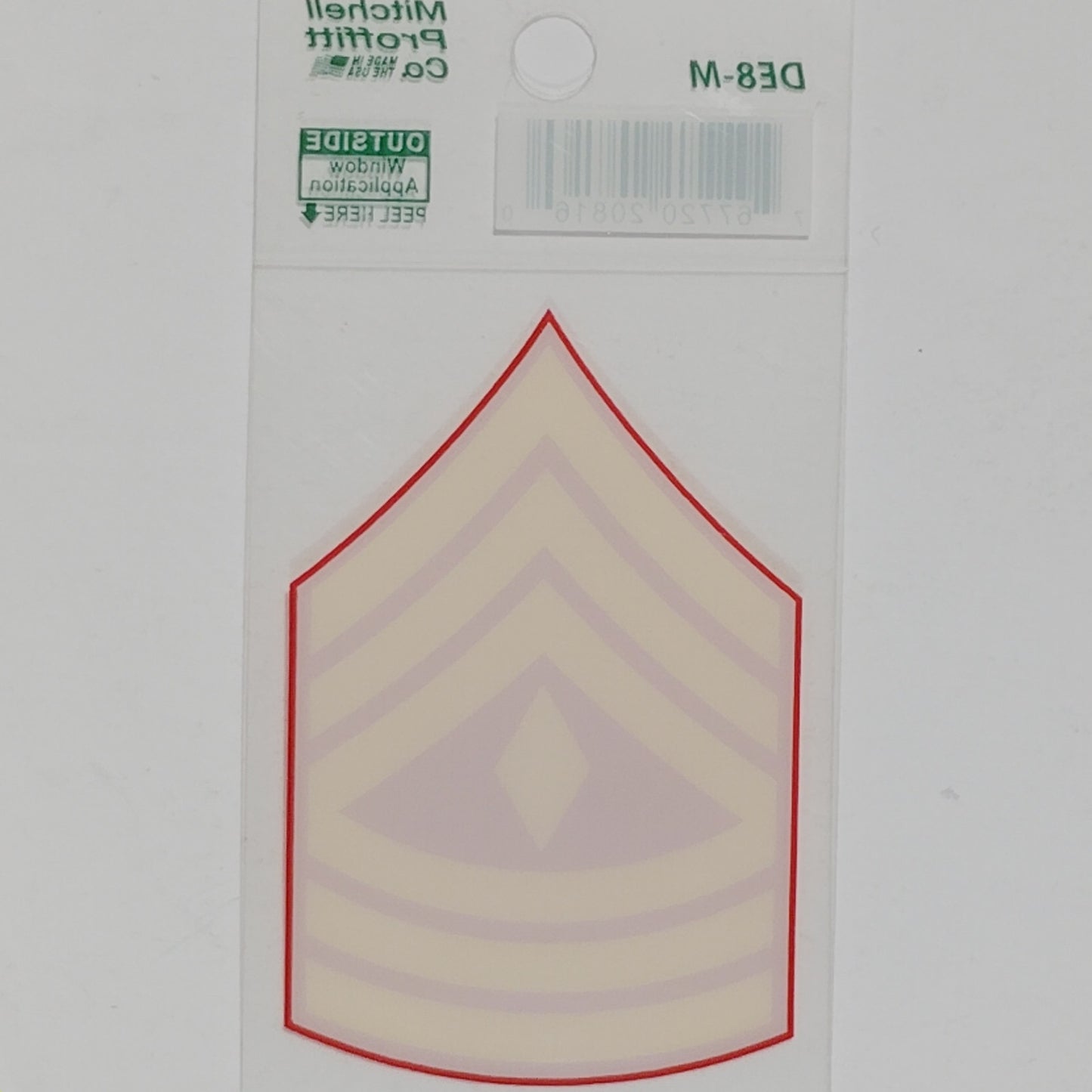 USMC First Sergeant (E-8) Vinyl Window Decal 2" x 3" Red & Gold Chevron – DE8‑M