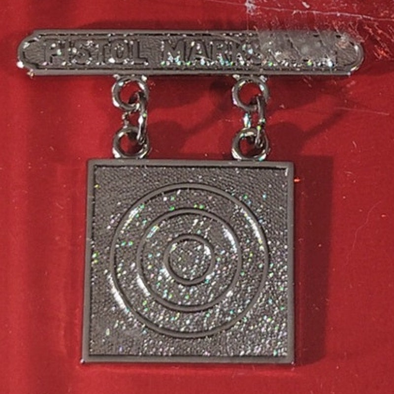 Qualification Badge, Pistol Marksman 1-3/8"H x 1-1/2"W,