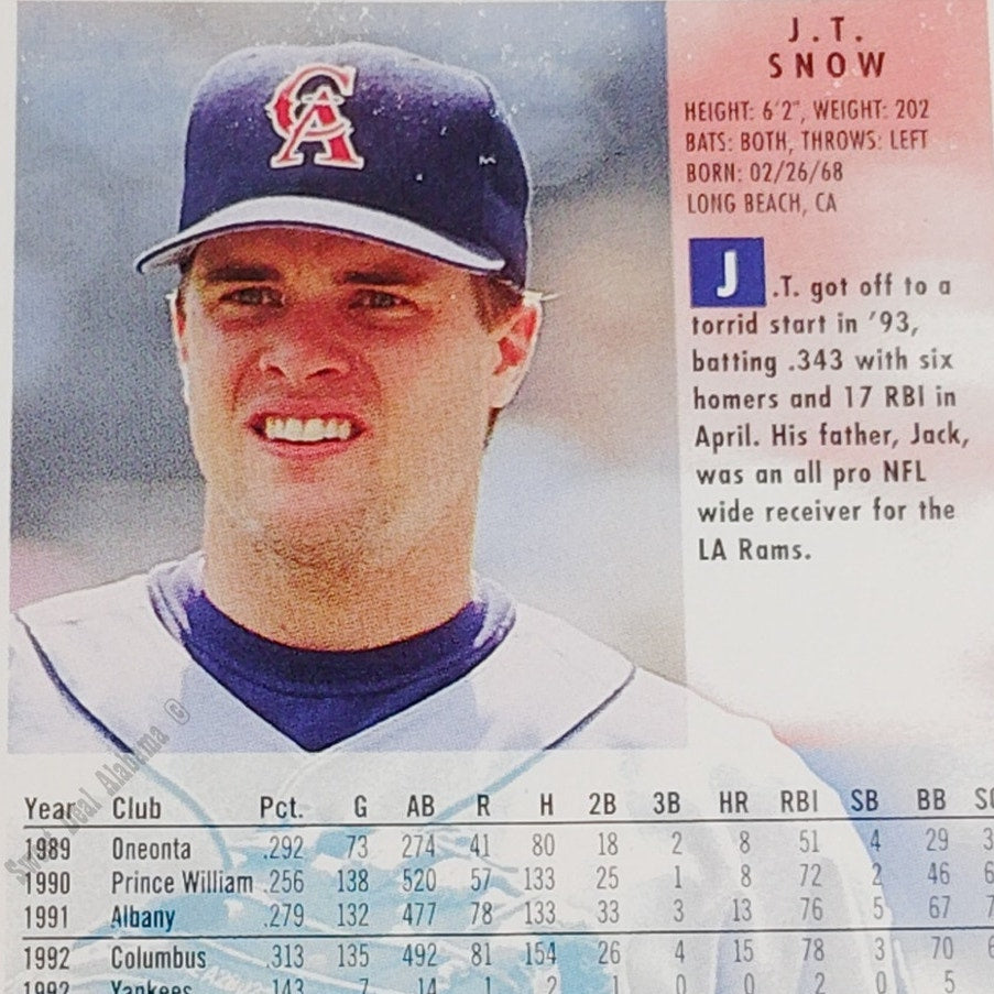 J.T. Snow, California Angels, #70, 1994 Fleer Baseball Collector's Card