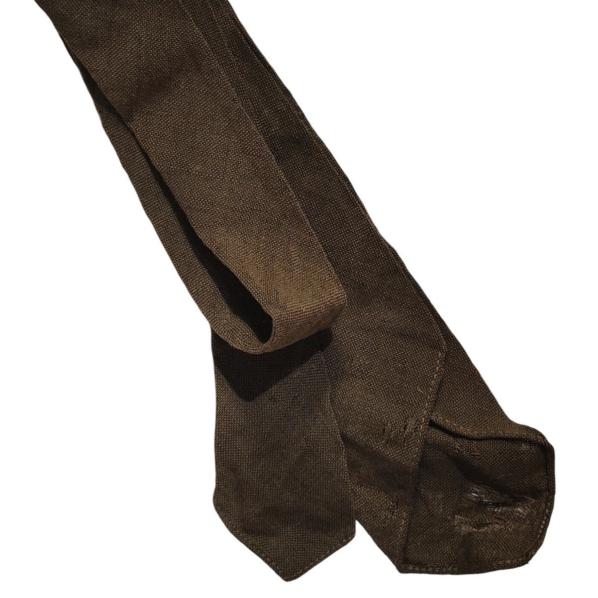 WWII-Era U.S. Army Enlisted Wool Necktie Olive Drab Coarse Weave Unfinished Ends