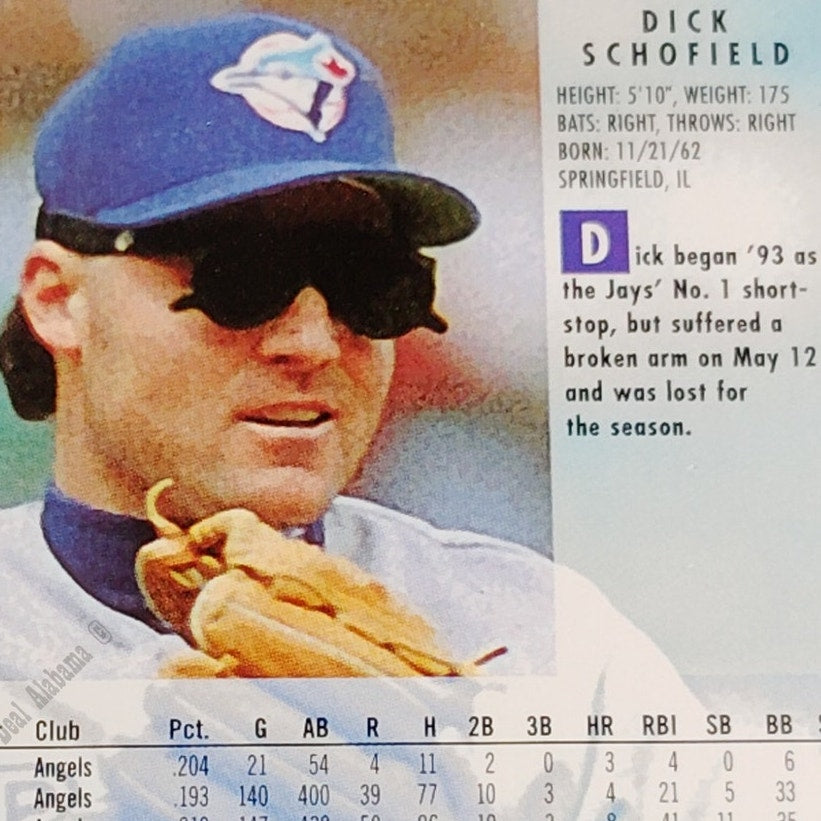 Dick Schofield, Toronto Blue Jays, #341, 1994 Fleer Baseball Collector's Card