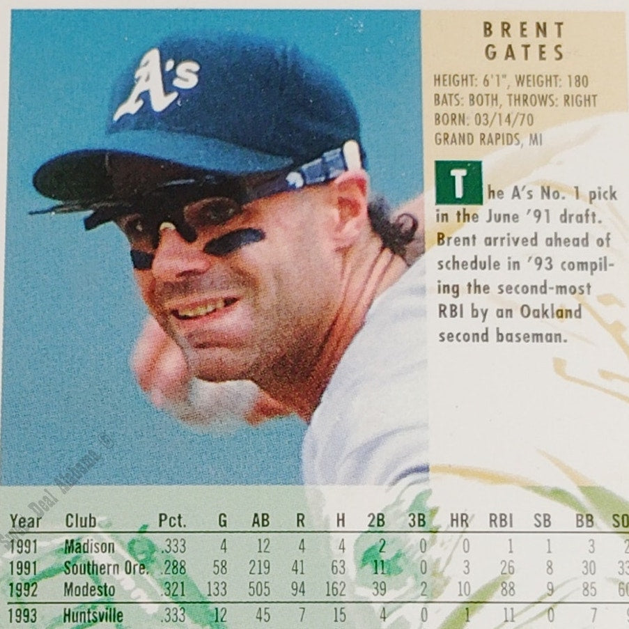 Brent Gates, Oakland Athletics (A's) #261, 1994 Fleer Baseball Collector's Card
