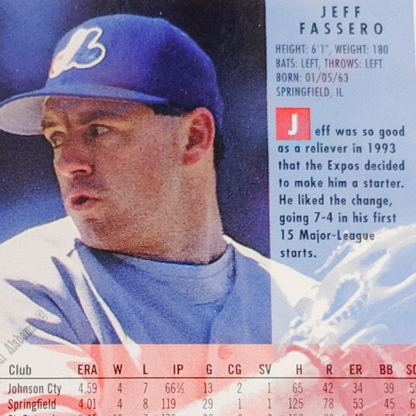 Jeff Fassero, Montreal Expos, #536, 1994 Fleer Baseball Collector's Card