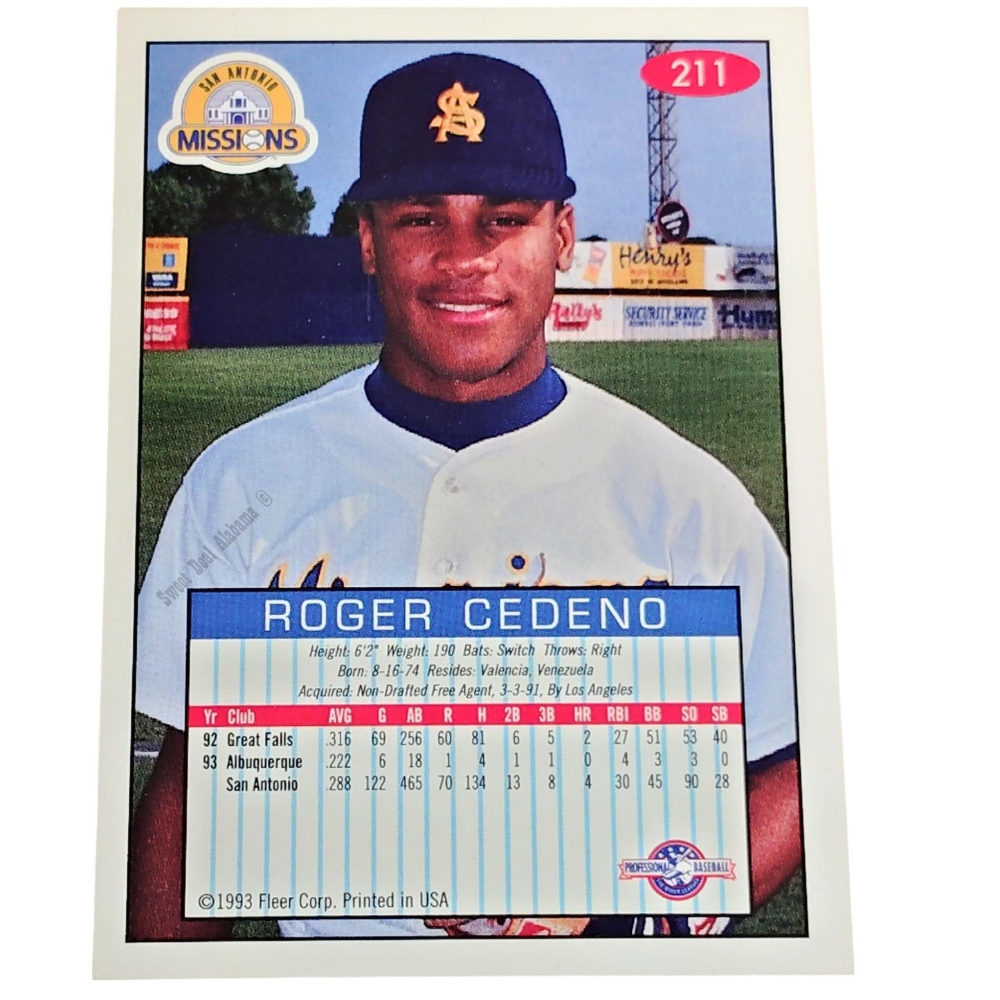 Roger Cedeno, San Antonio Missions, No. 211, 93-94 Fleer Excel Minor Leagues