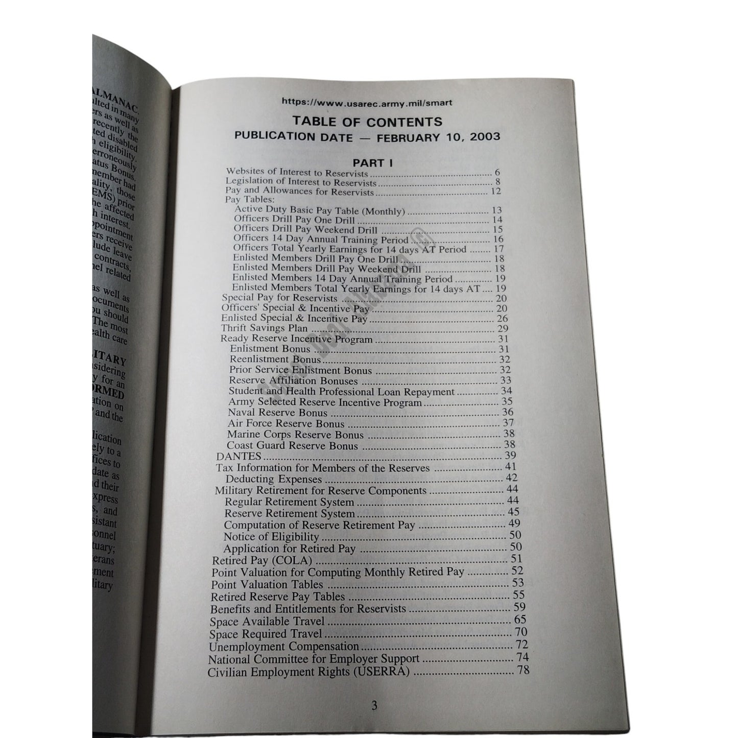 Vintage 2003 Army Reserve Almanac, Excellent Pre-Owned Condition