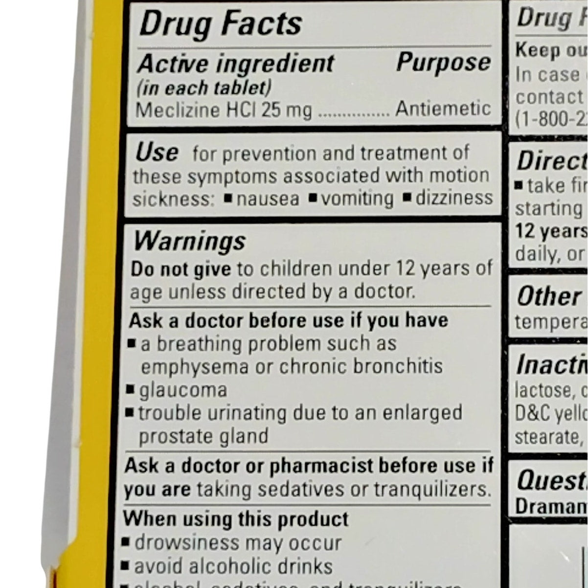 Dramamine Motion Sickness Relief Less Drowsy Formula Travel 8 Tabs Exp. 03/2027