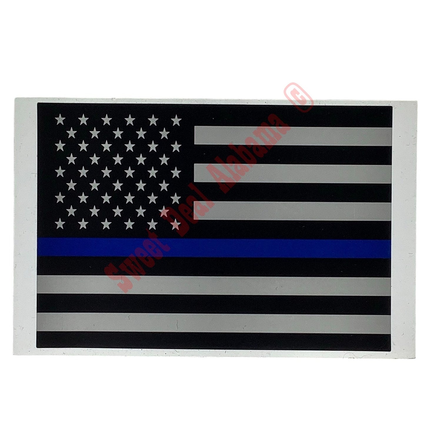 2 - 3" x 4.25" Flag Decals- (1) Thin Blue Line Flag Police Support & (1) US Flag