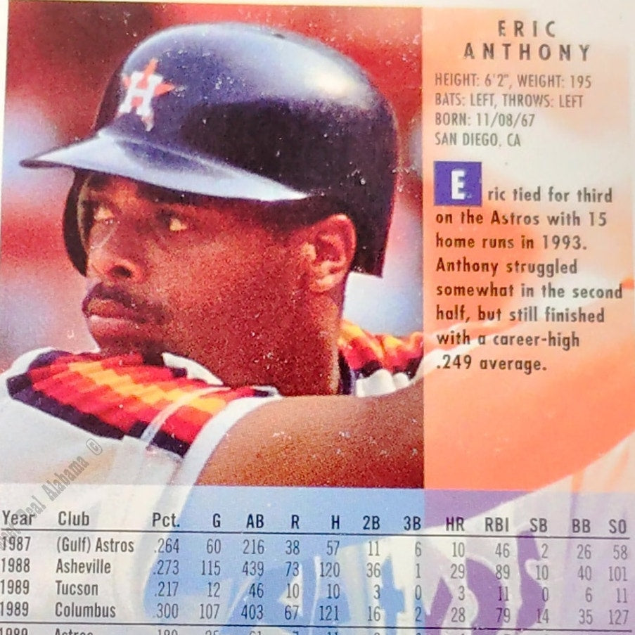 Eric Anthony, Houston Astros, #482, 1994 Fleer Baseball Collector's Card