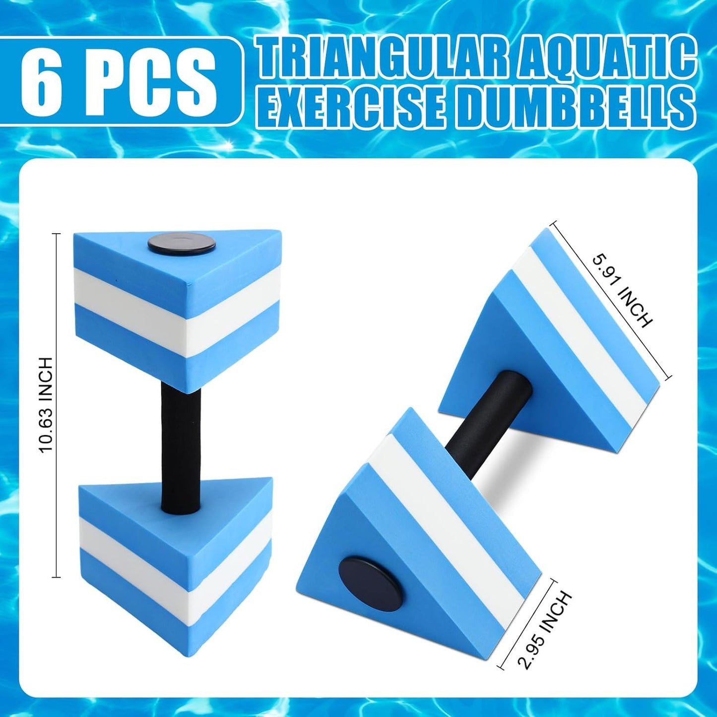 6 Pcs Triangular Water Dumbbells Foam Aqua Barbells Pool Exercise for Adults