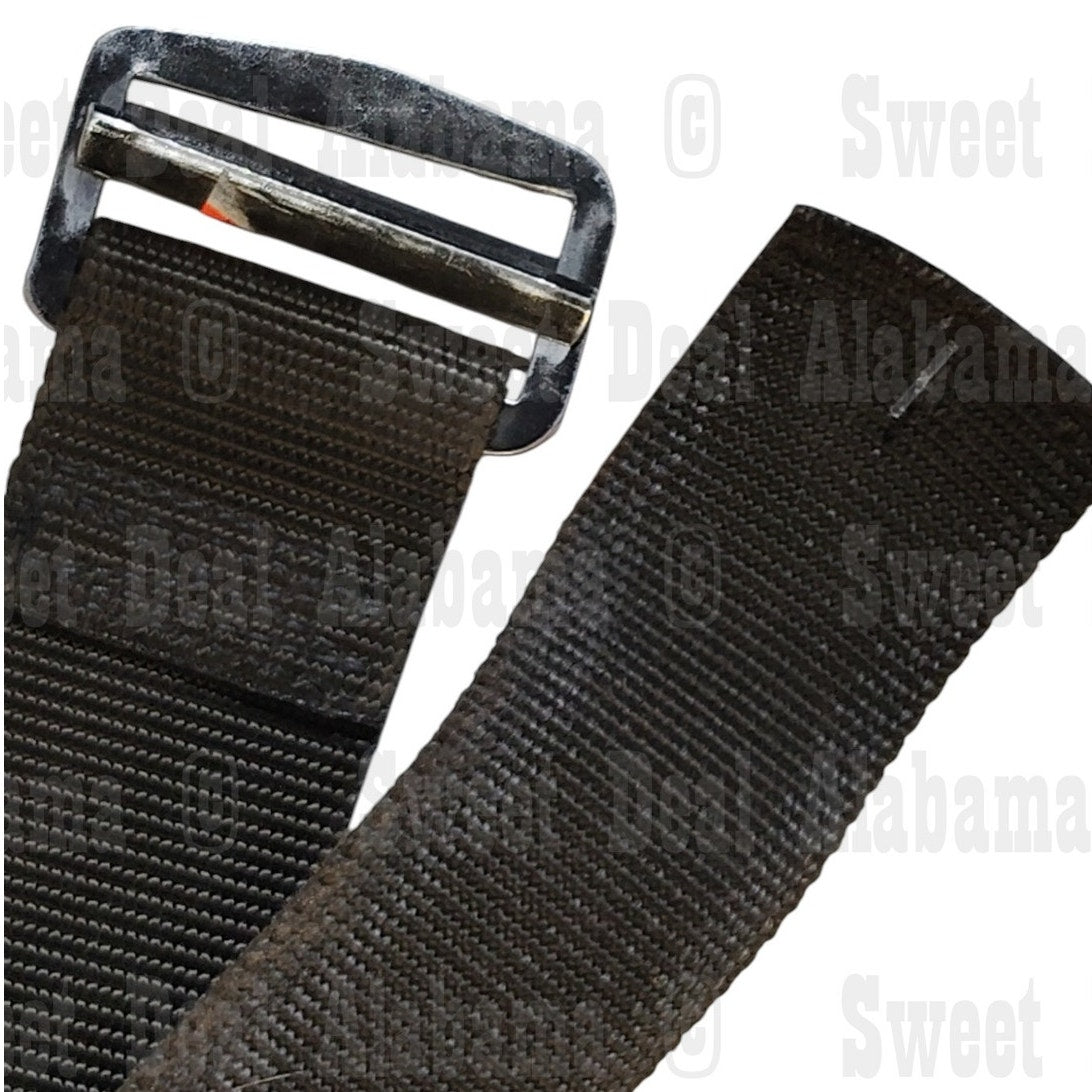 Military 38" Black Webbing Strap – 1-11/16" Wide, Metal Buckle, Utility Tie-Down