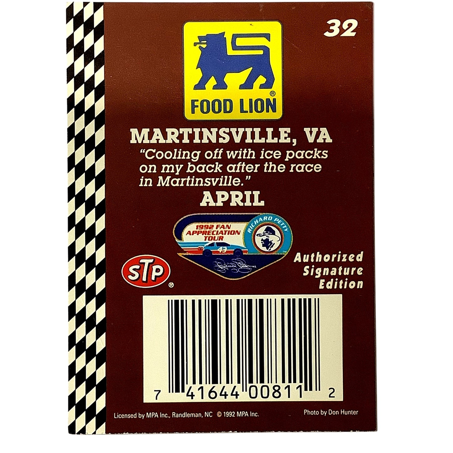1992 Richard Petty Fan Appreciation, Martinsville VA, Food Lion STP MPA #32