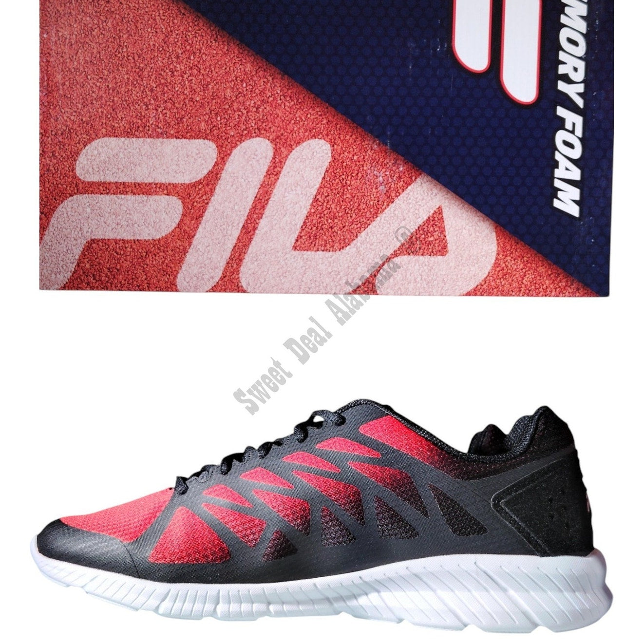 FILA Fantom 6 Men's Running Shoes, Memory Foam, Size 8.5, Red/Black, NIB