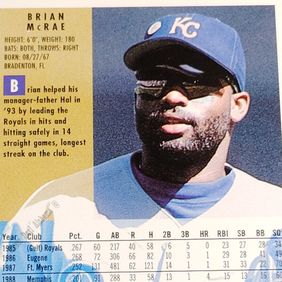 Brian McRae, Kansas City Royals, #167, 1994 Fleer Baseball Collector's Card