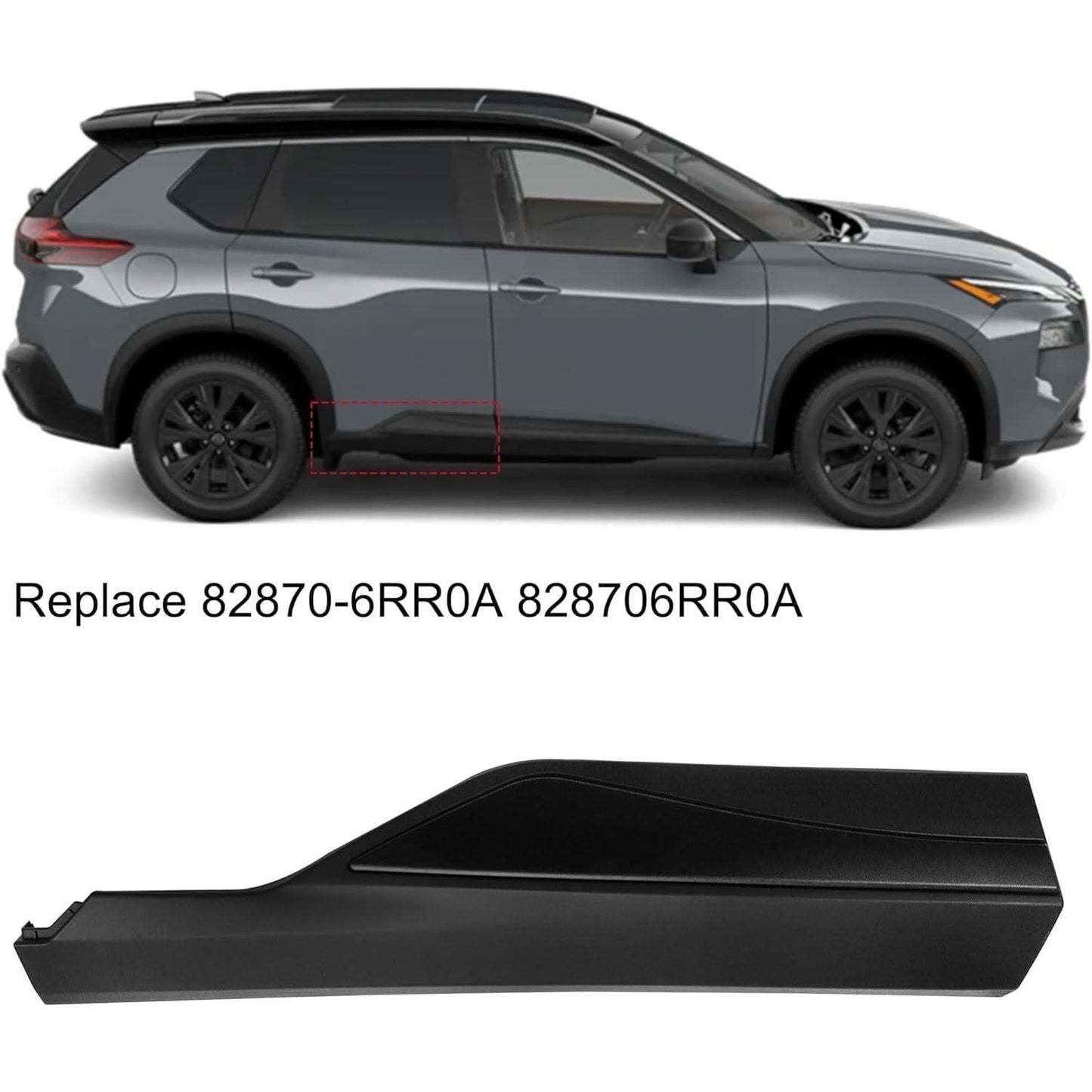 Rear Right Door Molding Trim for Nissan Rogue 2021–2023, Replaces 82870-6RR0A