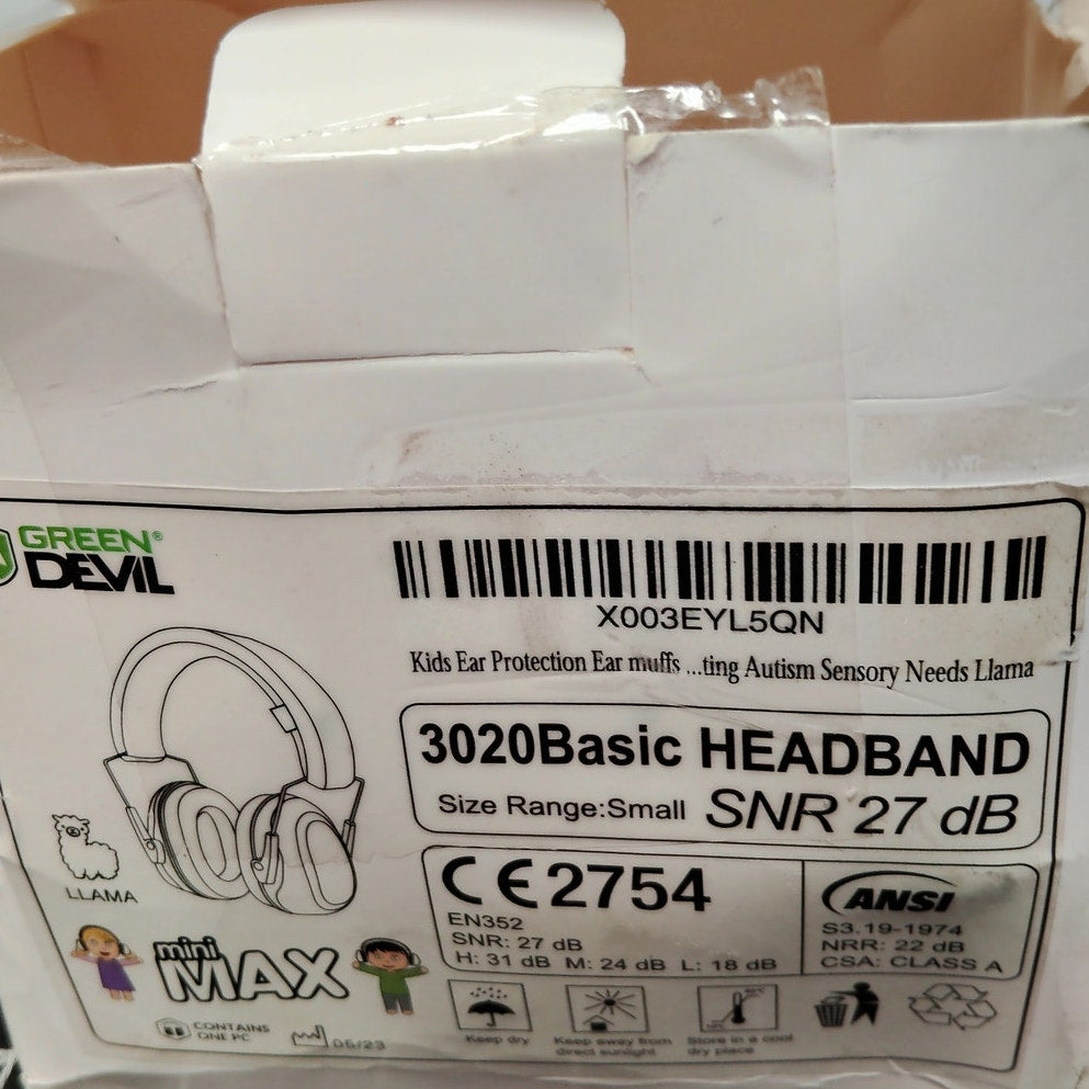 Green Devil Kids Noise Reduction Earmuffs Adjustable LW Foldable SNR 27dB