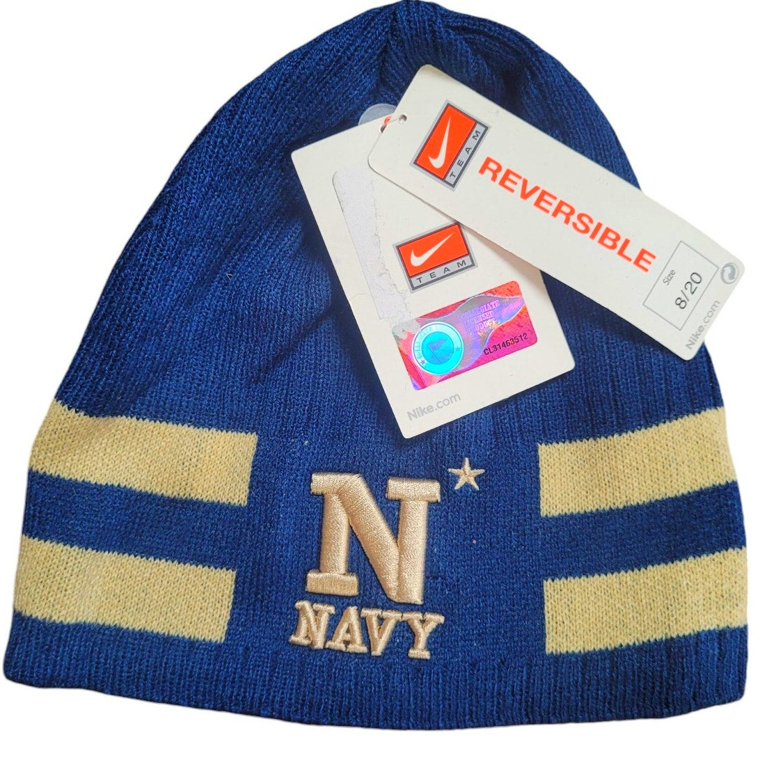 Nike Navy Midshipmen Youth Navy Blue-Black Reversible Knit Beanie, Size 8/20