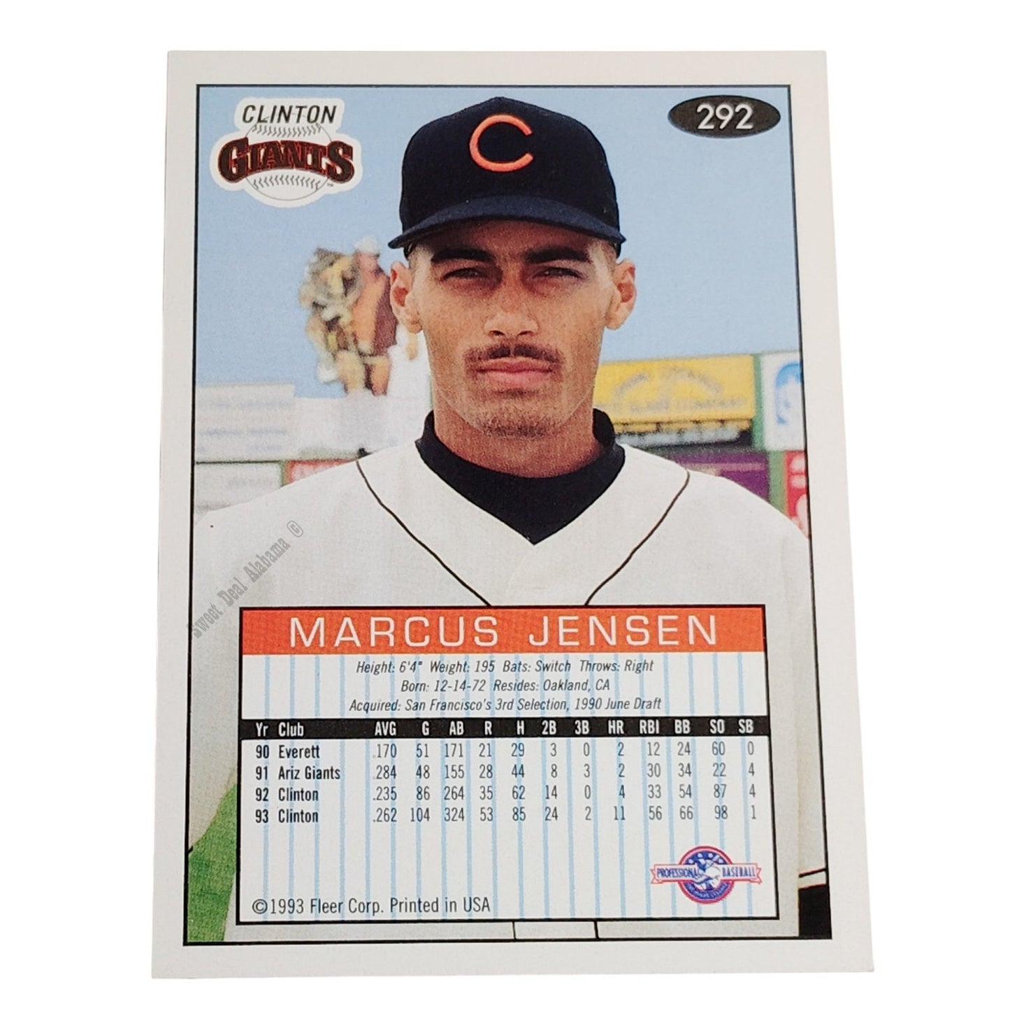Marcus Jensen, Clinton Giants, #292, 93-94 Fleer Excel Minor Leagues