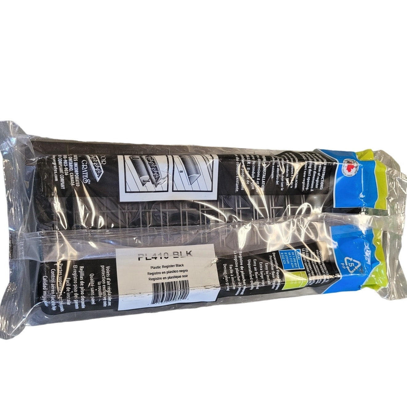 Decor Grates 4 in. x 10 in. Plastic Floor Register, Black, PL410-BLK
