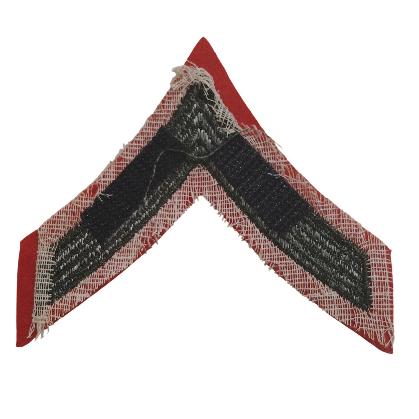 USMC PFC E‑2 Chevron Patch – Gold on Red Dress Blue – 3‑5/8" × 3‑1/4"